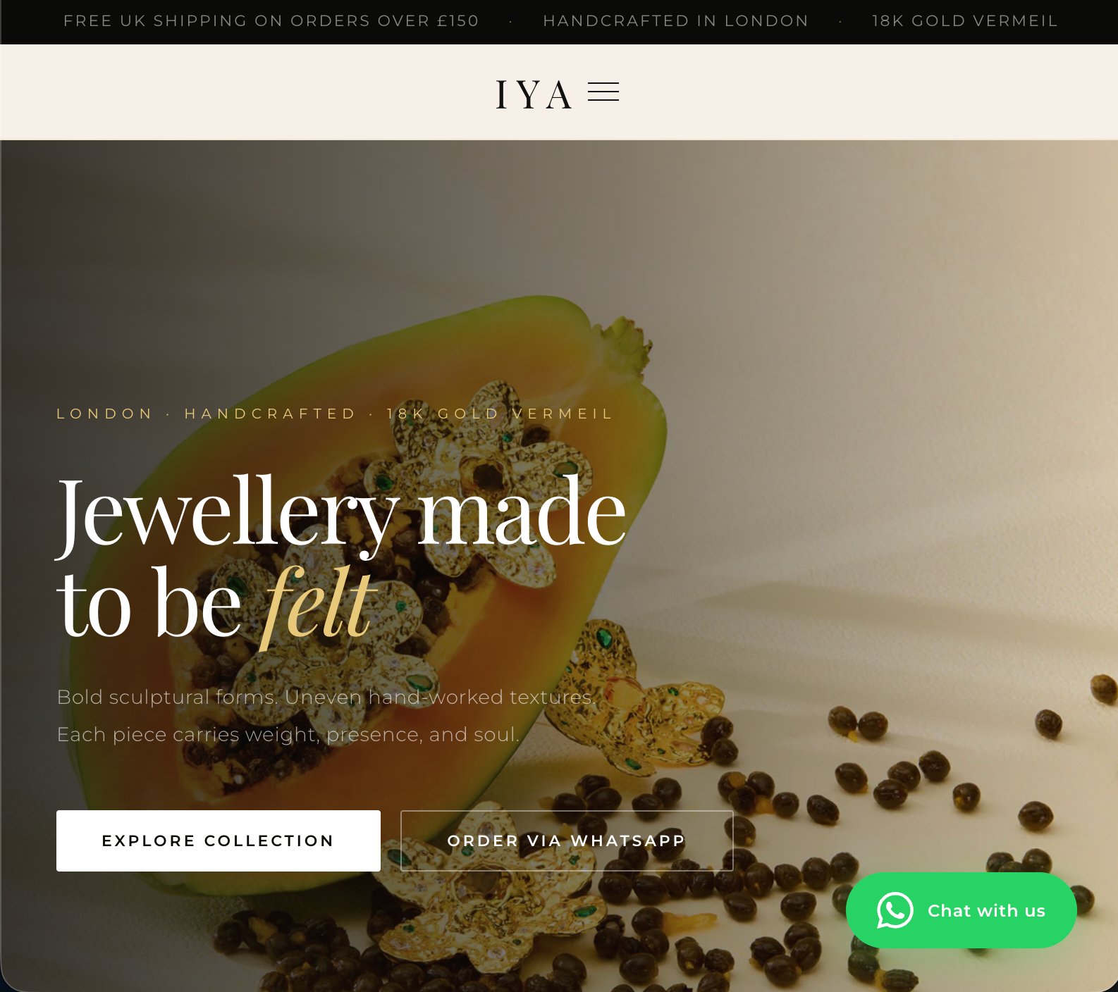 IYA Jewellery website — designed and developed by YKoncept